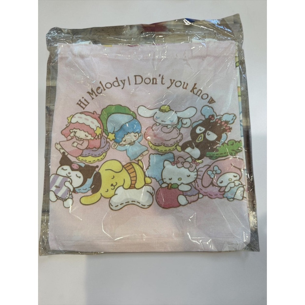 Sanrio Characters Tote Bag Kawaii Hello Kitty My Melody Kuromi Pastel Canvas Bag